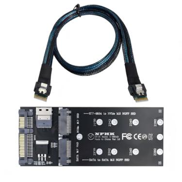Imagem de chenyang M.2 NVME para SFF-8654 e NGFF SSD para SATA 2 em 1 Combo adaptador com cabo SFF-8654 para expansão interna da placa principal (não funciona NVME SSD para SATA)