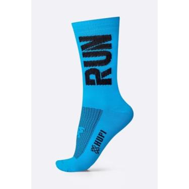 Imagem de Meia para Corrida HUPI RUN 1 Par Cano Médio, Cor: Azul/Preto, Tamanho 36-42