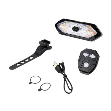 Imagem de Fenteer Seta para bicicleta Luz de bicicleta Recarregável USB Equipamento de ciclismo Leve Homens Mulheres com Controle Remoto Luz de advertência