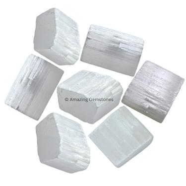 Imagem de Amazing Gemstone Pedras cruas de cristal de selenita para cura - Bastões de selenita a granel de 1/2 libras Cristais de cura para proteção, grade de cristal, energia Piedra Selenita Presente original