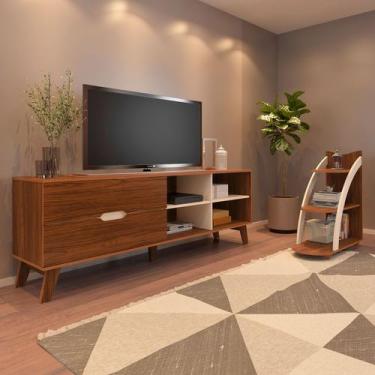 Imagem de Sala de Estar Completa Verona 2 Gavetas 4 Prateleiras Cedro/Off White 