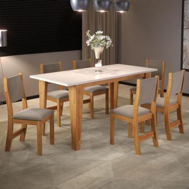 Imagem de Mesa de Jantar 6 Lugares Fortuna Mel/Blonde/Pérola - Panorama Móveis, 