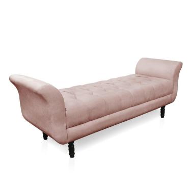 Imagem de Recamier Olinda Veludo 160 Cm Pés Torneados Castanhos - D'rossi Cor Rose