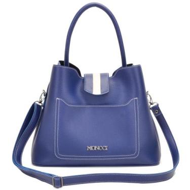 Imagem de Bolsa Saco Feminina Lisboa Tiracolo Deombro Moncci, Azul, Marfim