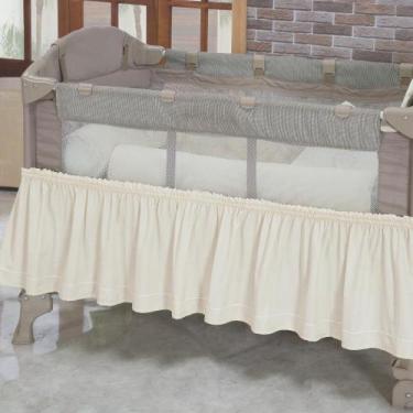 Imagem de Saia Elasticada Para Berço Desmontável Camping Rosa - Tropical Baby