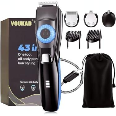 Imagem de Voukad Aparador de bigode de barba com 3 acessórios, 40 precisões ajustáveis, à prova d'água, tempo de execução de 240 min - Aparador de pelos corporais pessoais para homens e mulheres, escolha de