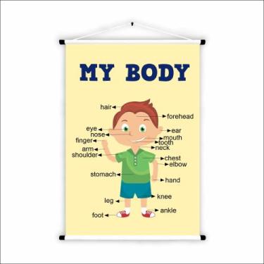 Imagem de Banner de Lona Educativo My Body Boy - 85x60cm - Fabrika de Festa