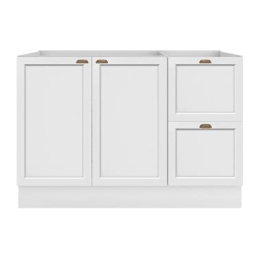 Imagem de Balcão De Cozinha Unna 2 Portas E 2 Gavetas 120cm Branco Sem Tampo - Poliman Móveis Branco