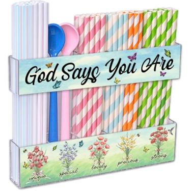 Imagem de VIETLANDS Suporte de canudo de acrílico para porta de armário, suporte de canudo com fita adesiva dupla face, dispensadores de canudos, recipiente de armazenamento reutilizável para armário, decoração