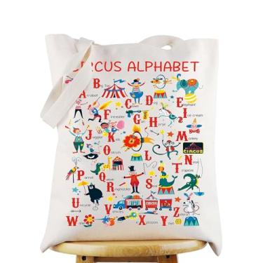 Imagem de WZMPA Sacola com alfabeto de circo, presente para amantes de carnaval, coringas, compras de circo, mercearia, circo, showman, mercadoria, Circus Alphabet Tg, Large