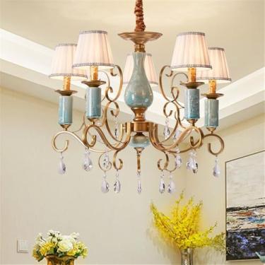 Imagem de Ustre E Lâmpada Pendente LED De Luxo: Estilo Retro Americano Com Toque Europeu, Ideal Para Sala De Estar, Restaurante, Quarto, Estudo, Villa, Hotel E Café (A 5 luzes)