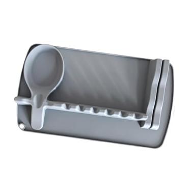 Imagem de Fxzqgnh Suporte Organizador de Utensílios de Cozinha de Silicone, Tapete Antiderrapante, Resistente Ao Calor, com Ranhuras para Várias Colheres, Espátulas E, Cinza