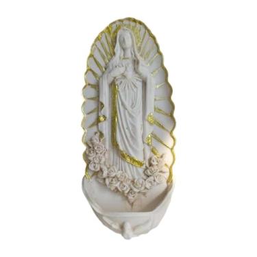 Imagem de KiBcsLic Estátua de fonte de água pequena estatueta de parede dispensador de água católica escultura para confirmação casa Cristo quarto