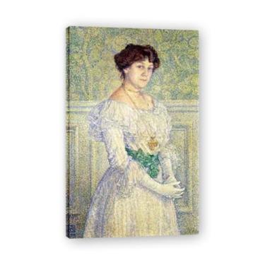 Imagem de White DressThéo van Rysselberghe: Impressão em tela neoimpressionista belga chave 27,5 x 96 cm emoldurada