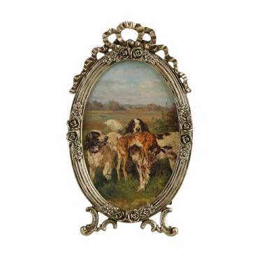 Imagem de NIKKY HOME Porta-retrato vintage, 10 x 15 cm, molduras douradas retrô, moldura decorativa de metal com suporte e frente de vidro para exibição de mesa, decoração de casa, presente