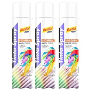 Imagem de Kit 3 Tinta Aerossol Spray Branco Semi Brilho Uso Geral 400ml/240g Mundial Prime