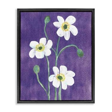 Imagem de Stupell Industries Arte de parede em tela flutuante com moldura preta trio de papoulas acrílicas, design de Camila Juncos, 53 x 43 cm