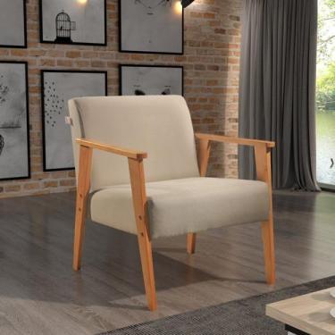 Imagem de Poltrona de Madeira Eucalipto, Com Braço e Estofada Perla - Agarb Deco