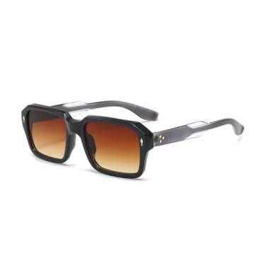 Imagem de VFDHN Óculos de sol com lentes vermelhas, feminino, vintage, rebites, transparente, gradiente, uv400, masculino, retangular (3)
