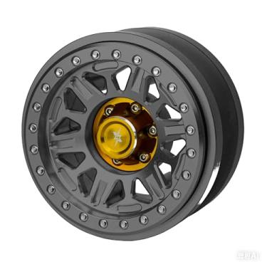 Imagem de BEAXTURBO Racing Upgrade Parts R/C CNC 7,4 cm Roda de bloqueio de contas de alumínio B para Axial SCX6 Trail Honcho Gray 1/6 1 peça (cinza/dourada)