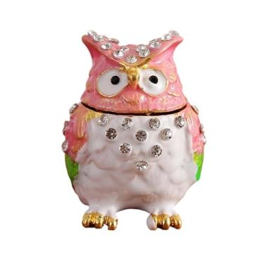 Imagem de oshhni Caixa de joias, porta-joias de, suporte exclusivo para colar e anel, organizador de joias de liga metálica, estatueta de para brincos, Rosa