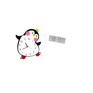 Imagem de Fenteer Relógio de Parede de Madeira com Desenho de Pinguim, Grande, Multifuncional, Decorativo, Adorável, Alimentado Por Bateria, Temperatura E Umidade, para