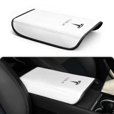 Imagem de Polwlamks Capa de apoio de braço para console central para modelo Y Juniper/Modelo 3 Highland, protetor de braço de almofada de couro macio compatível com o novo Tesla Refresh Model Y (2025-2026