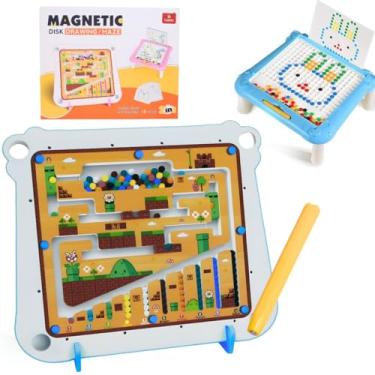 Imagem de Mesa Lousa Mágica Magnética 2 em 1 Retrô Infantil Azul - Castela