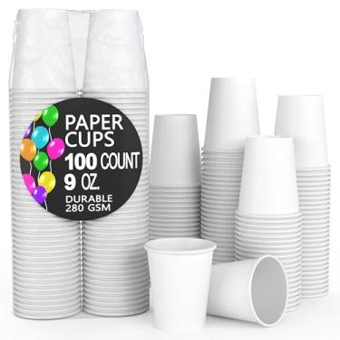 Imagem de Exquisite Copos de papel branco Party Solids - Copos de café descartáveis de 255 g 100 copos de papel para bebidas quentes/copos frios - Copos descartáveis duráveis 280 GSM xícaras de chá quente e