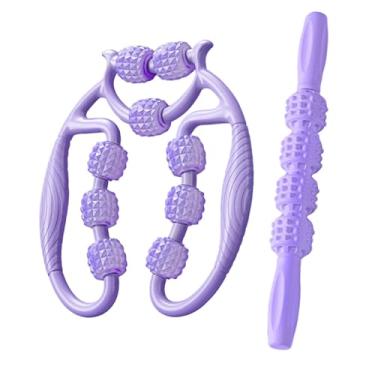 Imagem de Vaveren Rolo de massagem, braçadeira circular de perna portátil, equipamento de musculação, ferramenta de massagem de pernas, rolo muscular para panturrilhas, Roxo