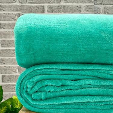 Imagem de Cobertor Casal Toque De Seda Flannel Liso Verde Mar