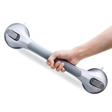 Imagem de LEVERLOC Alças de chuveiro para sucção de idosos, barras de apoio para corrimãos de banho de sucção forte de 43 cm, aderência de segurança para cadeira de banheiro, barra de apoio para idosos, sem