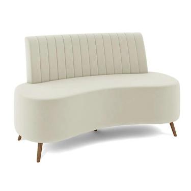 Imagem de Sofá Living Katara 1,35m 2 Lugares Pés Madeira Mel Veludo Bege Claro G33