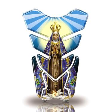 Imagem de Protetor De Tanque Adesivo Moto Honda Yamaha Suzuki Nossa Senhora Aparecida Azul