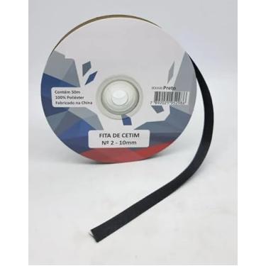 Imagem de Fita de Cetim Simples 10mm N°2 com 50 Metros - UNIDADE - Escolha a Cor (PRETA C1112)