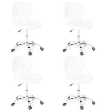 Imagem de Kit 4 Cadeiras Office Eiffel Slim Com Base Giratória E Ajustável Branco