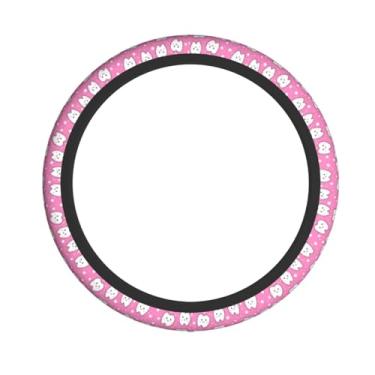 Imagem de Cuczpau Capa de volante acessórios de carro antiderrapante universal rosa dentes 38 cm ajuste Auto SUV Sedan Vans caminhões