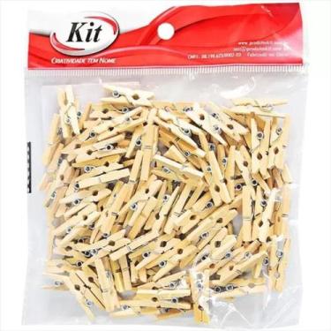 Imagem de Prendedor de madeira Kit miniatura 4,5cm com 25 grampos