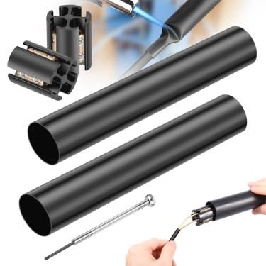 Imagem de 2 conjuntos de kit de emenda de fio subterrâneo para cabo UF aterrado de 14/3 a 8/3 conector de fio subterrâneo e suporte de tubo termorretrátil de até 600 V (estilo preto 1-2 conjuntos)