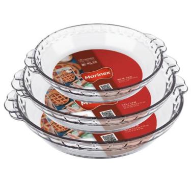Imagem de Kit com 3 Travessas Vidro Forma Filetada 3 Tamanhos Marinex - Nadir Fi