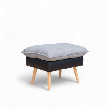 Imagem de Puff Roma Corino Preto Com Linho Grafite Conlflex Preto Com Grafite