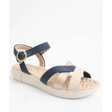 Imagem de Sandália Feminina Rasteira Modare Azul-18273, 36, Azul, Bege