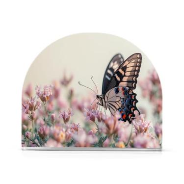 Imagem de STAYTOP Porta-guardanapos, flores silvestres e borboletas, porta-guardanapos para mesas, cozinha, restaurante, decoração de casa, suporte decorativo moderno para guardanapos de coquetel de papel de