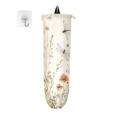 Imagem de xigua Suporte de parede vintage flores silvestres de plástico com cordão, pacote com 2, organizador de sacolas de compras reutilizáveis para bolsas, meias, roupas íntimas e gravatas