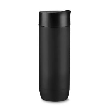 Imagem de Copo Térmico Slim 450ml Preto com Tampa – Aço Inox Parede Dupla | Mantém Bebidas Quentes e Frias | Antivazamento para Café, Chá e Viagens