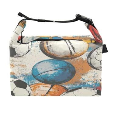 Imagem de STAYTOP Lancheira colorida de futebol com fivela de alça, lancheira isolada para meninos e meninas, lancheira térmica para trabalho escolar