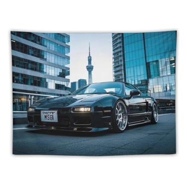Imagem de HouLaiZhe JDM Tapeçaria de carro Jdm Nsx Preto Guerreiro Cidade Pendurada na Parede Quarto Decoração de Casa Tapeçarias Estética Piquenique Decoração de Parede Arte de Parede para Dormitório Sala de
