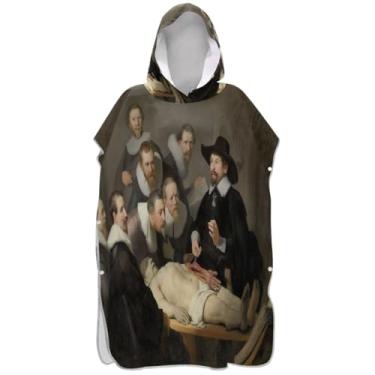Imagem de Joisal Roupão de troca de poncho de surfe para adultos, toalha de banho com capuz, secagem rápida, ponchos adultos para mulheres, famosa lição de anatomia