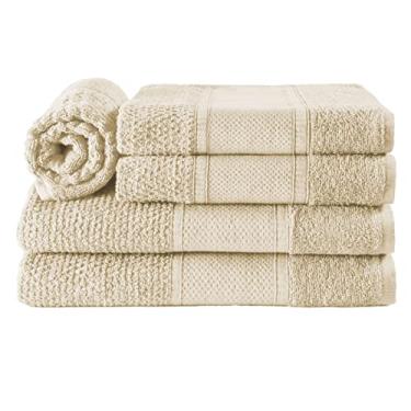 Imagem de Dianneli Jogo de Toalhas Noblesse 5 Peças, 100% Algodão, Relevo em Flocos, 400g/m², 2 Banho 70x140cm, 2 Rosto 50x80cm, 1 Piso 50x70cm (Nude)