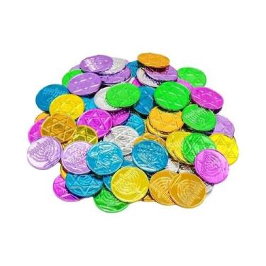 Imagem de Moedas De Ouro Pirata Retrô Coloridas 100 Peças Brinquedos De Tesouro 